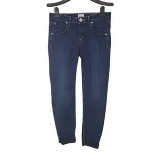 Hudson Dark Wash Cuffed Hem Cropped Skinny Jeans